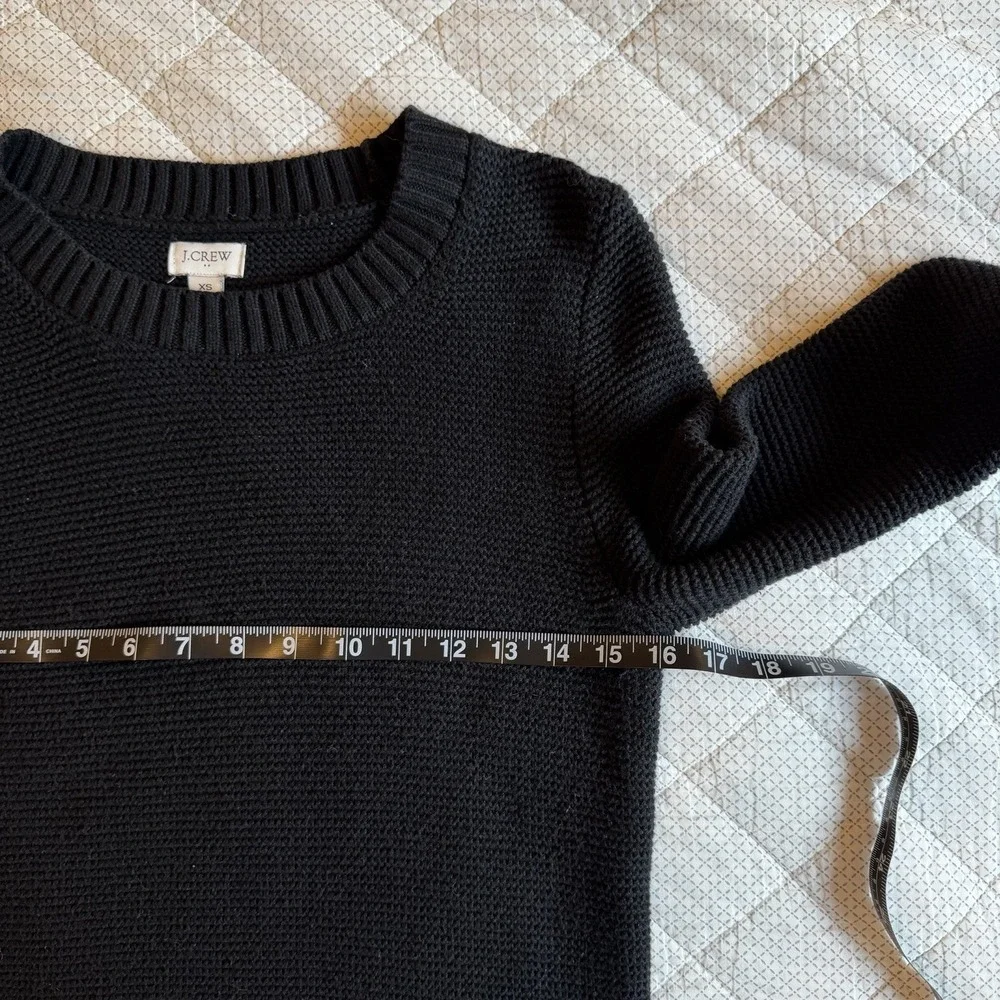 J. Crew Women Sweater XS Classic Crewneck Sweater Black‎ Cotton Wool Long Sleeve